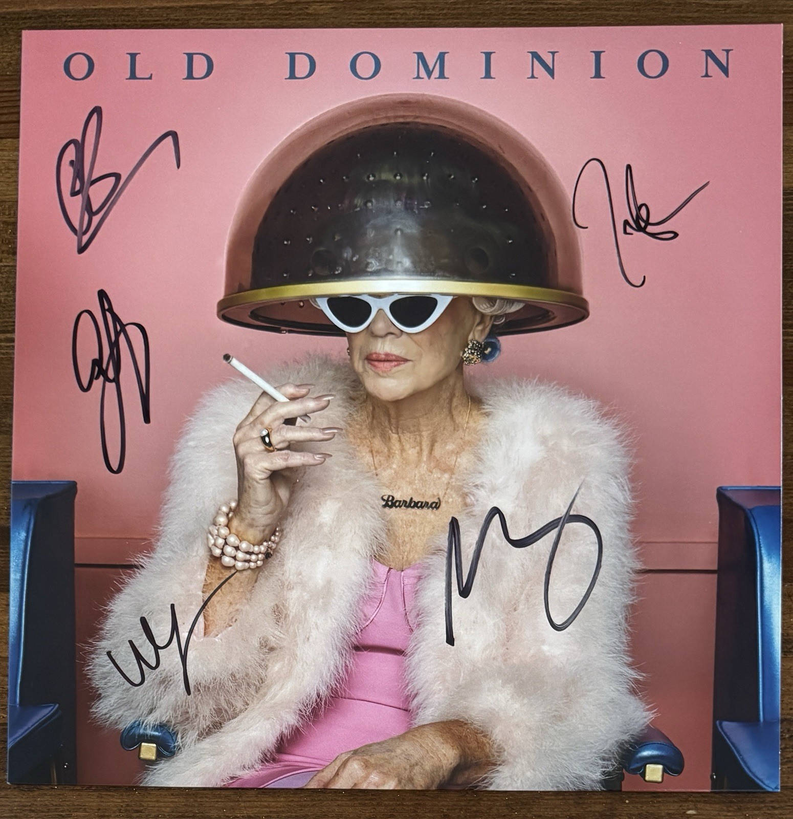 BAND SIGNED Old Dominion AUTOGRAPHED Cover Barbara Pink Vinyl LP BAS Beckett COA