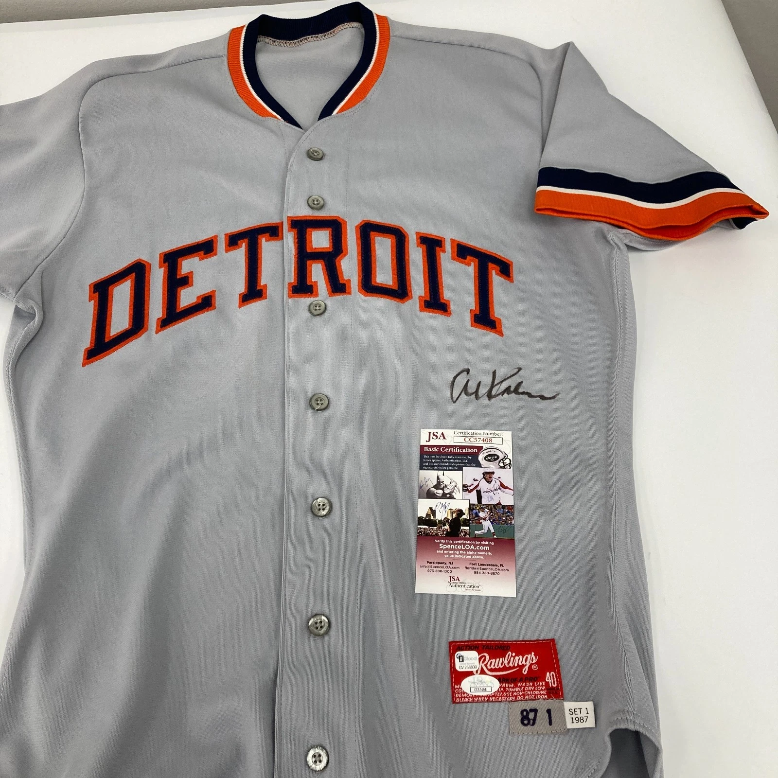 Al Kaline Signed Rawlings Detroit Tigers Game Model Jersey JSA COA