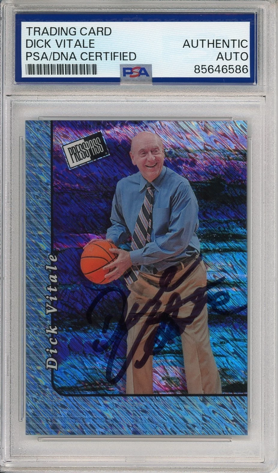 2024 LEAF PRESS PASS DICK VITALE  SIGNED 1/1 BLUE PROOF PSA DNA COA AUTOGRAPH