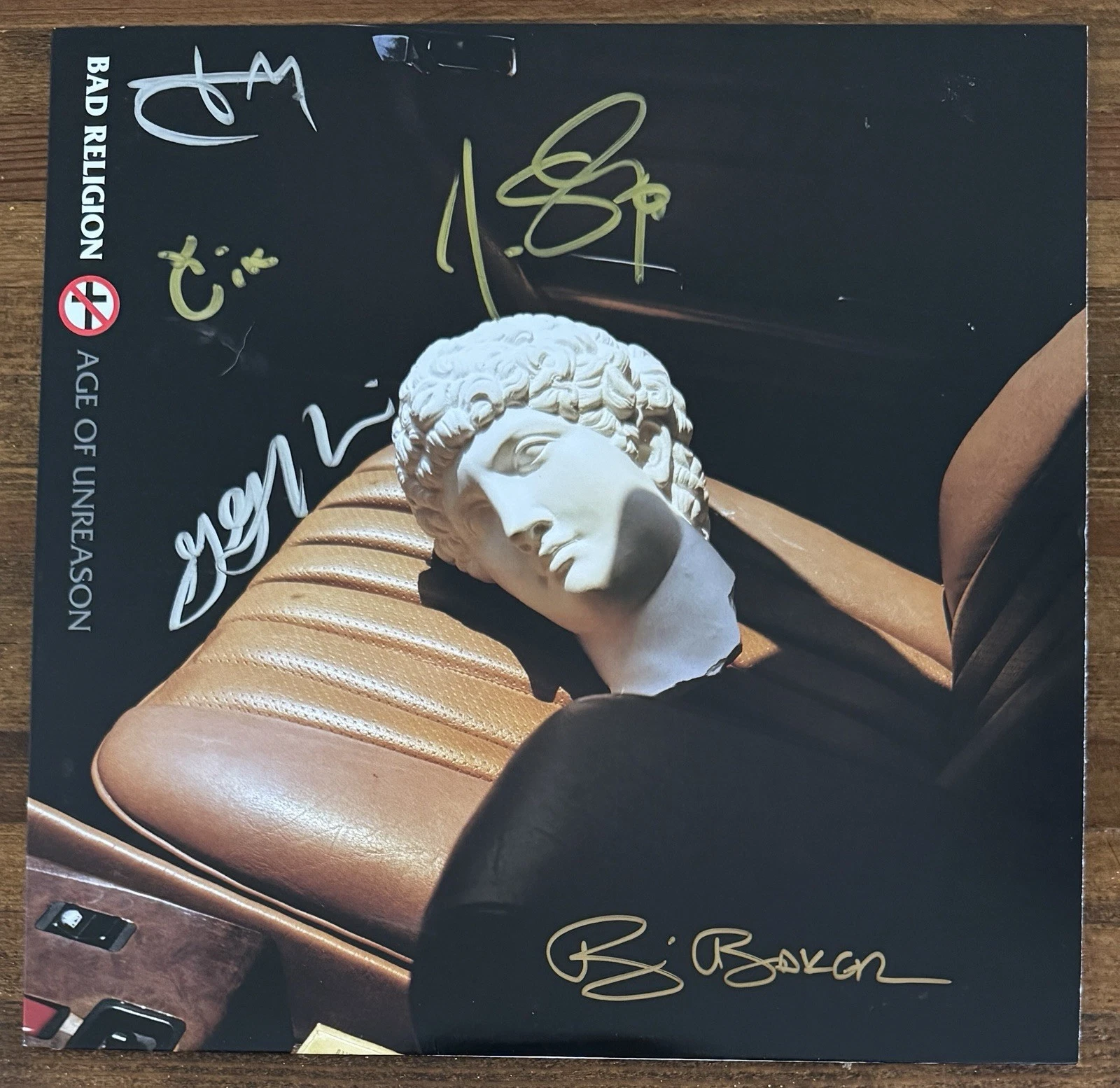 BAND SIGNED BAD RELIGION AGE OF UNREASON BLUE VINYL LP BECKETT BAS COA AUTOGRAPH