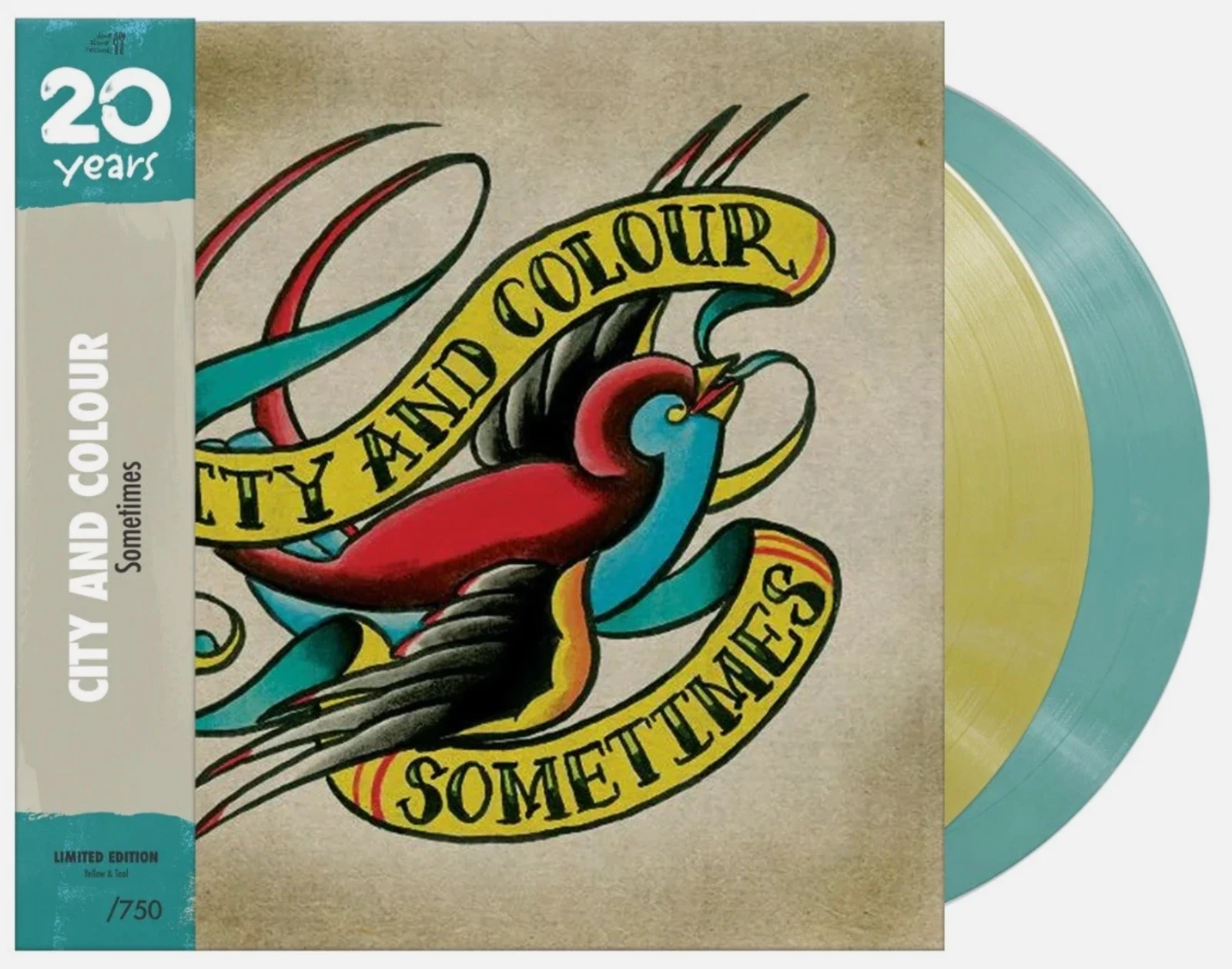 CITY AND COLOUR SOMETIMES ALBUM YELLOW & TEAL VINYL #'d /750 20 YEAR ANNIVERSARY