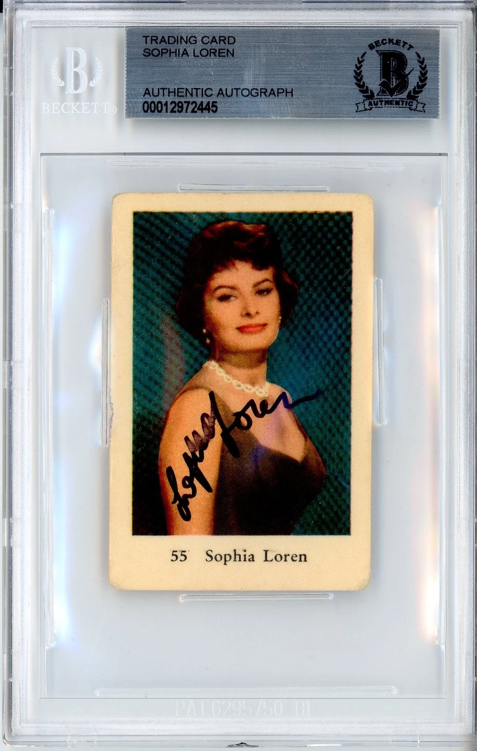 SOPHIA LOREN 1950's VINTAGE DUTCH TRADING CARD AUTOGRAPH BAS BECKETT COA SIGNED