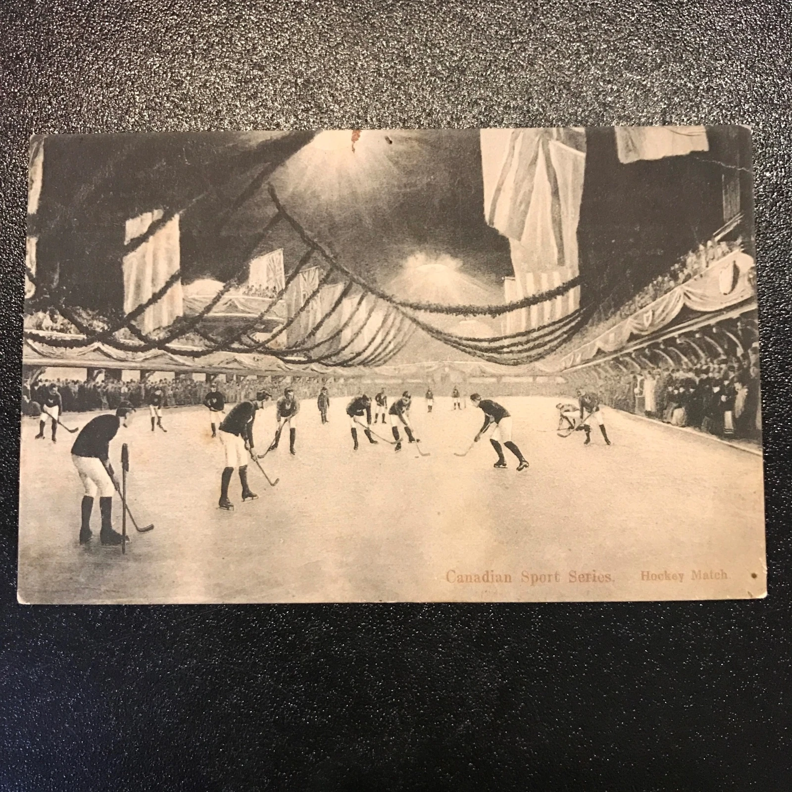 1893 CANADIAN SPORTS SERIES HOCKEY MATCH MONTREAL VICTORIA SKATING RINK POSTCARD COLLECTIBLE MEMORABILIA