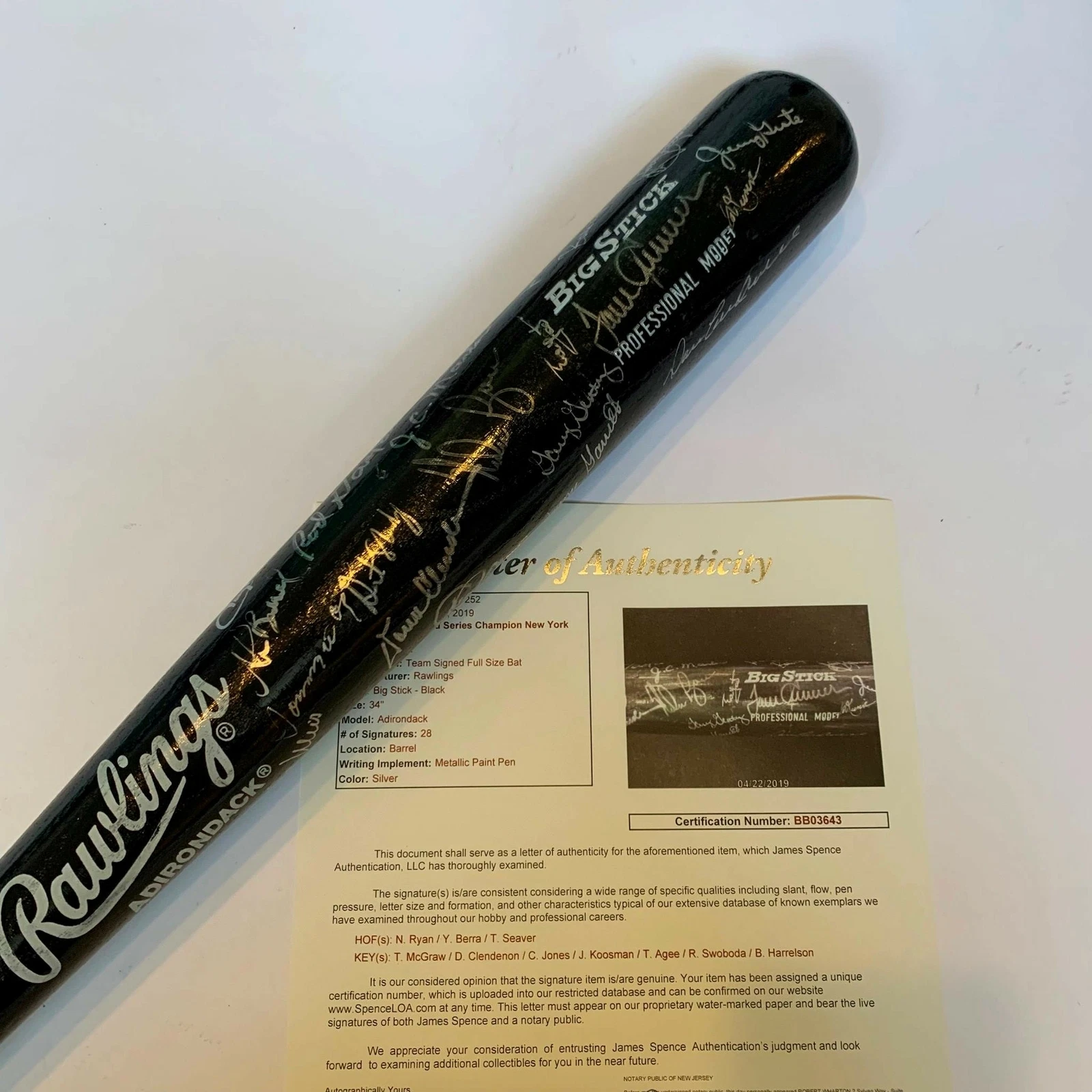 1969 NEW YORK METS WORLD SERIES CHAMPS TEAM SIGNED BAT NOLAN RYAN TOM SEAVER JSA COLLECTIBLE MEMORABILIA