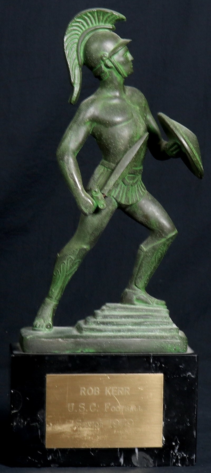 1979 USC TROJANS ORIGINAL TROPHY PRESENTED TO FOOTBALL PLAYER ROB KERR COLLECTIBLE MEMORABILIA