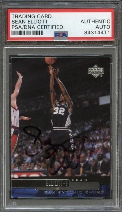 1999-00 Upper Deck #106 Sean Elliott Signed Card AUTO PSA Slabbed