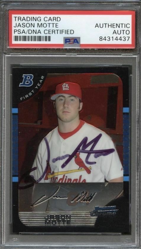 2005 Bowman #309 Jason Motte Signed Card PSA Slabbed Auto