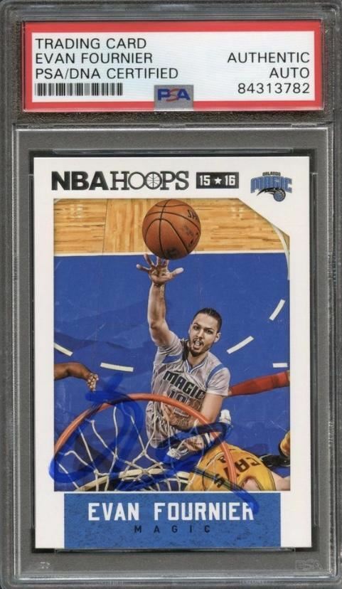 2015 Panini NBA Hoops #11 Evan Fournier Signed Card AUTO PSA Slabbed Magic