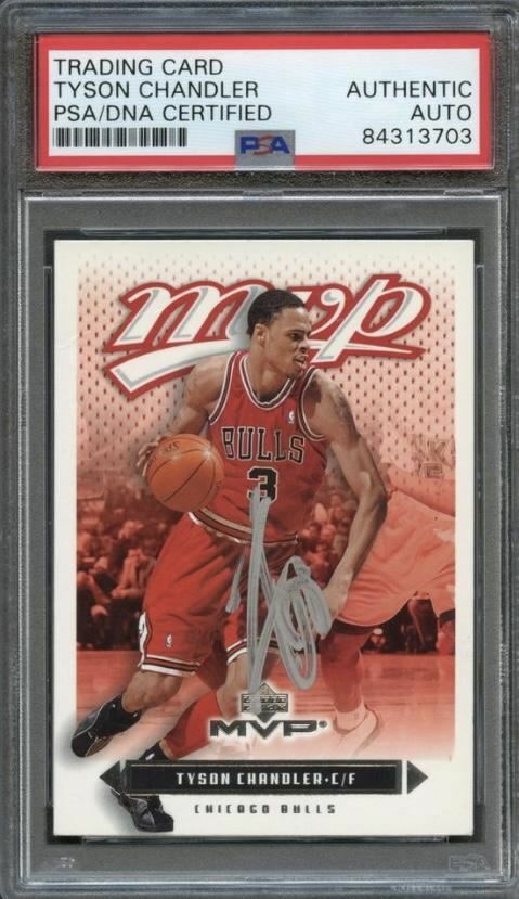 2003-04 Upper Deck MVP #16 Tyson Chandler Signed Card AUTO PSA Slabbed