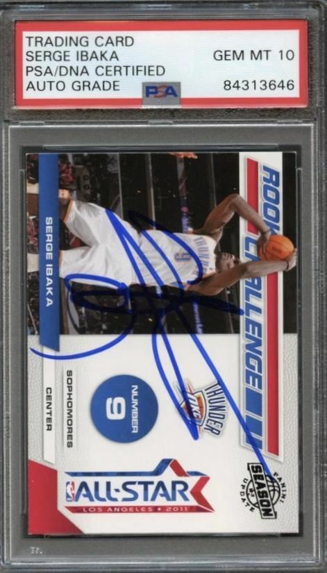 2010-11 PANINI SEASON UPDATE #13 SERGE IBAKA Signed Card AUTO Grade 10 PSA Slabb