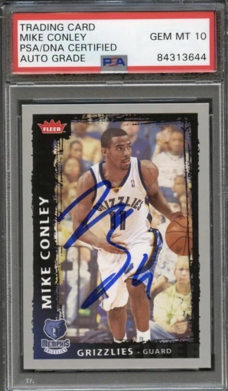 2009 Fleer #189 Mike Conley signed Card Auto Grade 10 PSA Slabbed Grizzlies