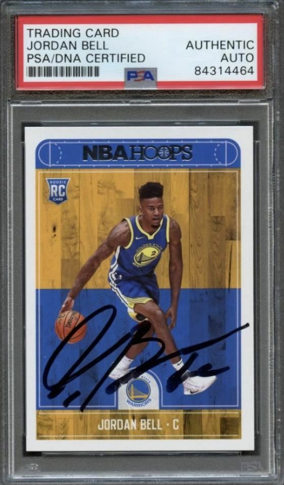 2017 Panini NBA Hoops #288 Jordan Bell Signed Card AUTO PSA Slabbed Warriors RC