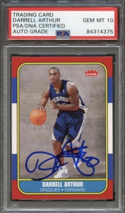 2007-08 Fleer #185 Darrell Arthur Signed Card AUTO Grade 10 PSA Slabbed