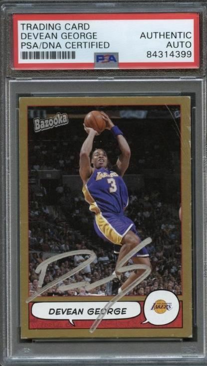 2004-05 Bazooka Gold #134 Devean George Signed Card AUTO PSA Slabbed