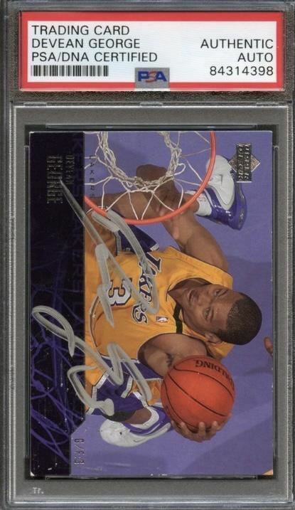 2003-04 Upper Deck #125 Devean George Signed Card AUTO PSA Slabbed
