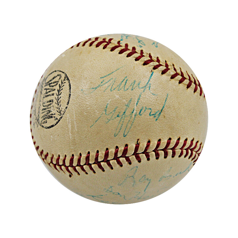 1956 New York Giants, Rangers Knicks Signed Baseball JSA Frank Gifford Kyle Rote