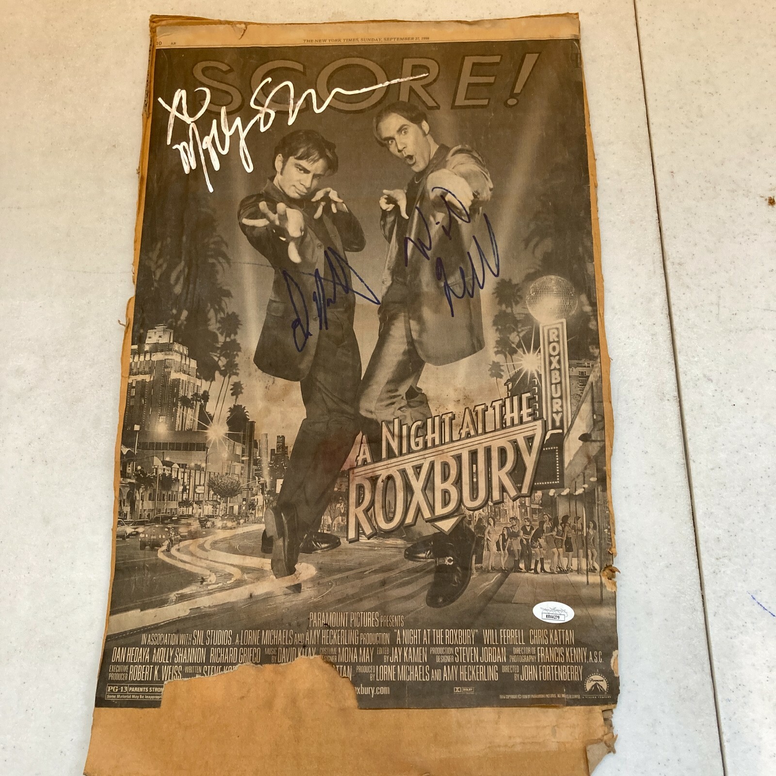 WILL FERRELL CHRIS KATTAN MOLLY SHANNON SIGNED LARGE NEWSPAPER POSTER JSA COA COLLECTIBLE MEMORABILIA