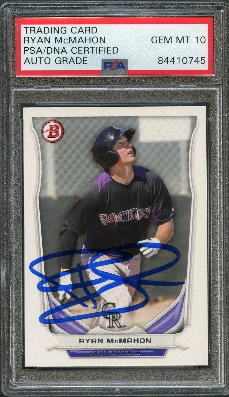 2014 Bowman Draft #60 Ryan McMahon Signed Card PSA Slabbed Auto 10 Rockies