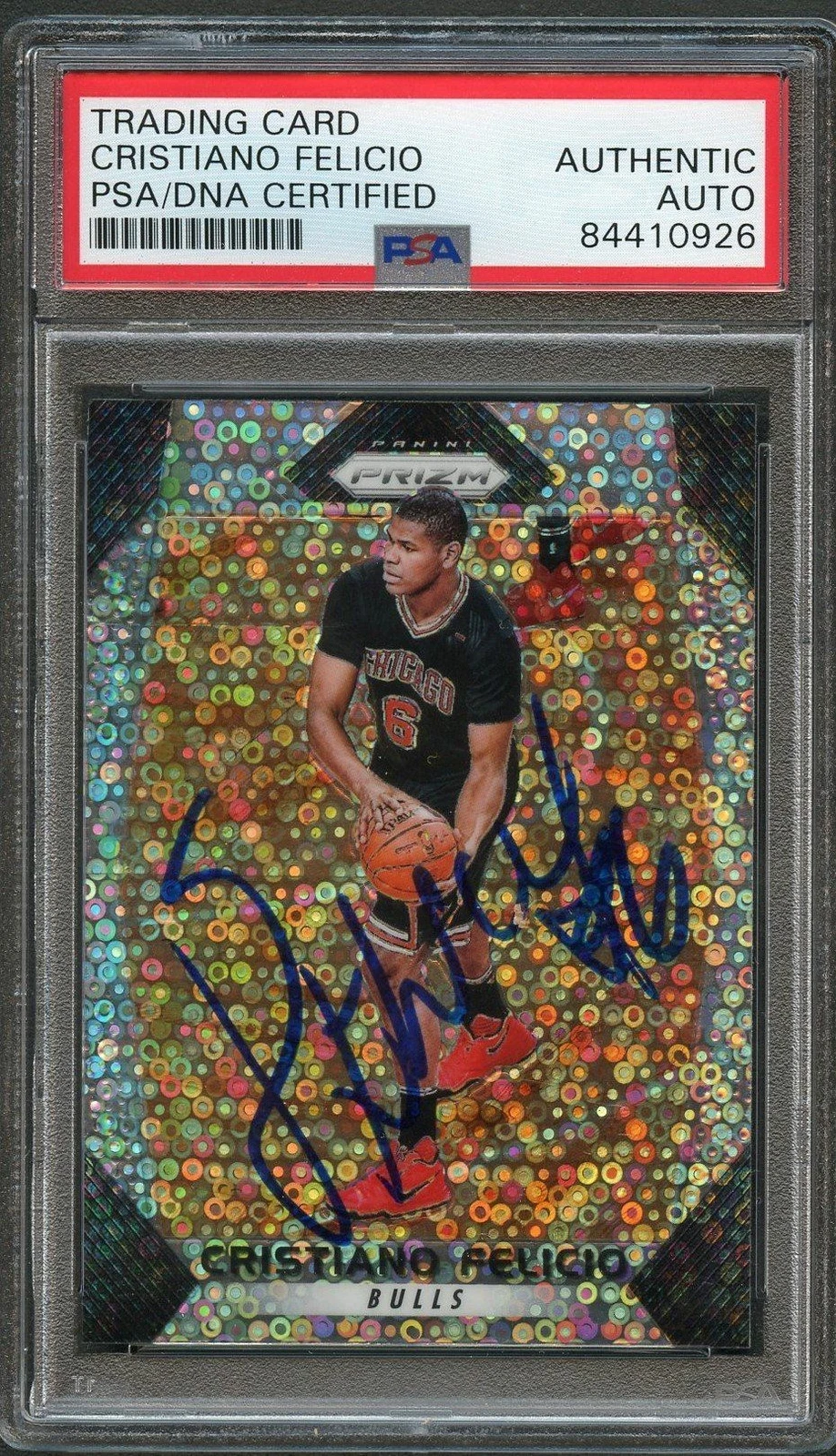 2017-18 Panini Prizm #243 Cristiano Felicio Signed Card AUTO PSA Slabbed Bulls
