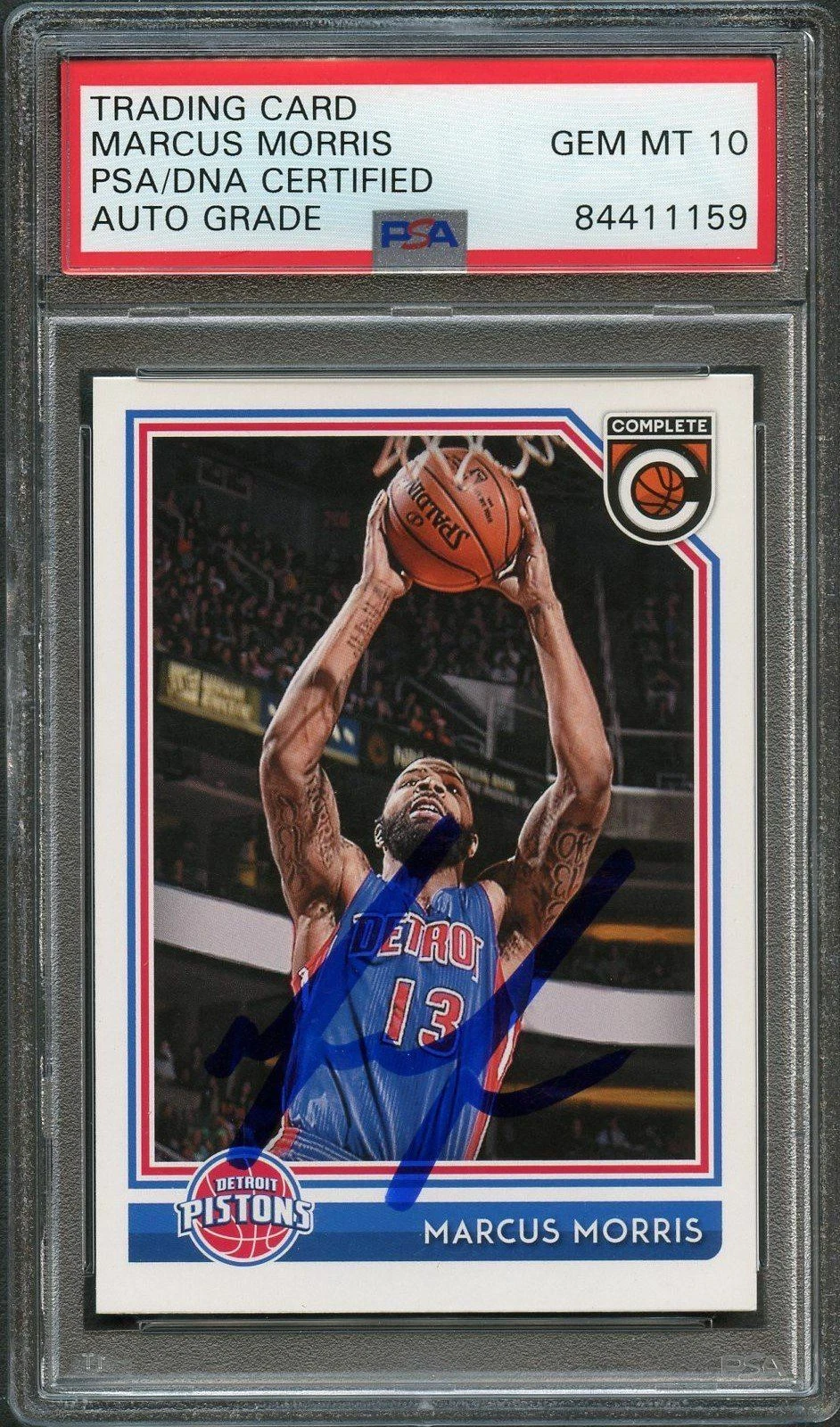2016-17 Panini Complete #275 Marcus Morris Signed Card AUTO 10 PSA Slabbed Pisto