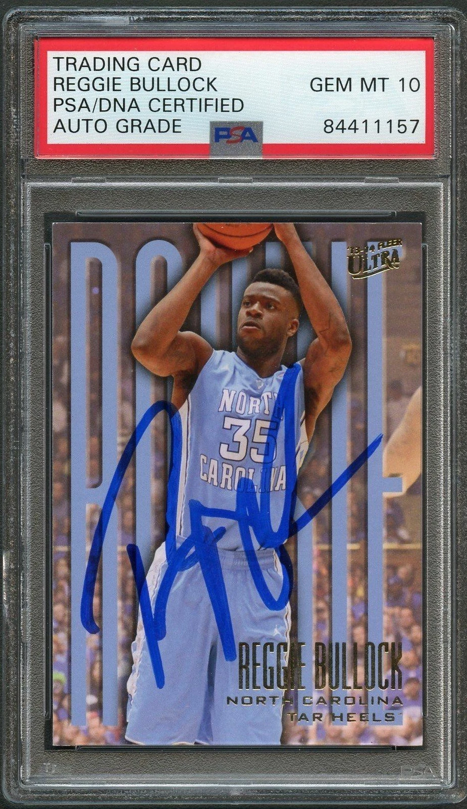 2013-14 Fleer Ultra #215 Reggie Bullock Signed Card PSA Slabbed Auto 10 RC Tar H