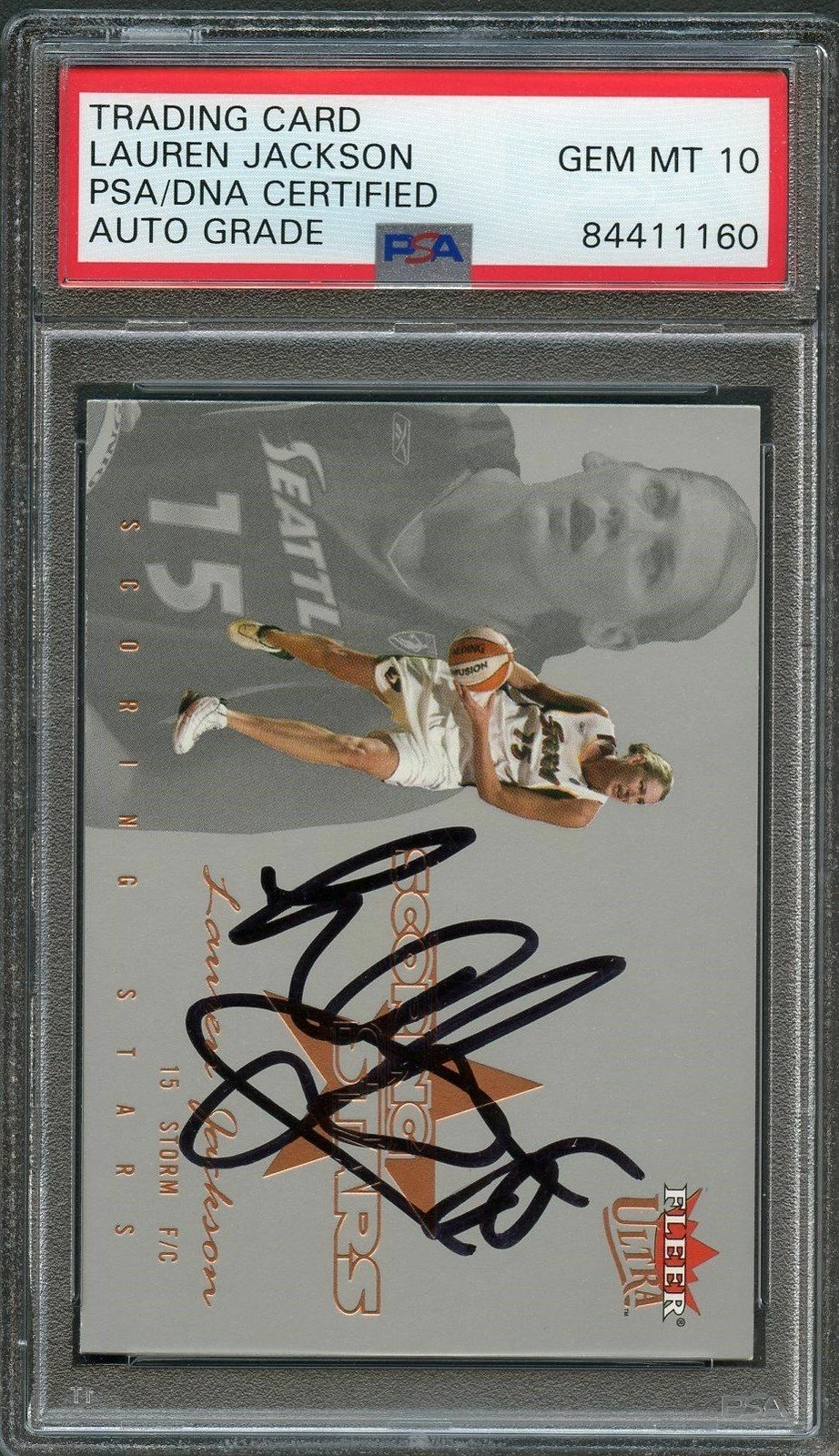 2004 Fleer Ultra #1SS Lauren Jackson Signed Card AUTO Grade 10 PSA Slabbed Seatt
