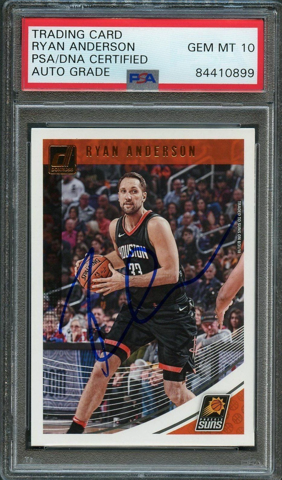2018-19 Donruss Basketball #82 Ryan Anderson Signed Card AUTO Grade 10 PSA Slabb