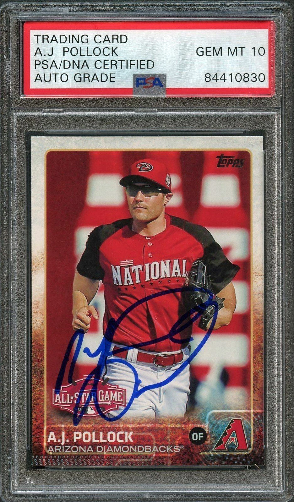 2015 Topps Update #US186A AJ Pollock Signed Card PSA/DNA Slabbed AUTO Grade 10 D