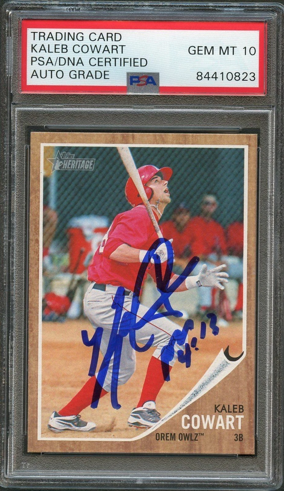 2011 Topps Heritage Minor League #90 Kaleb Cowart Signed Card PSA Slabbed Auto 1