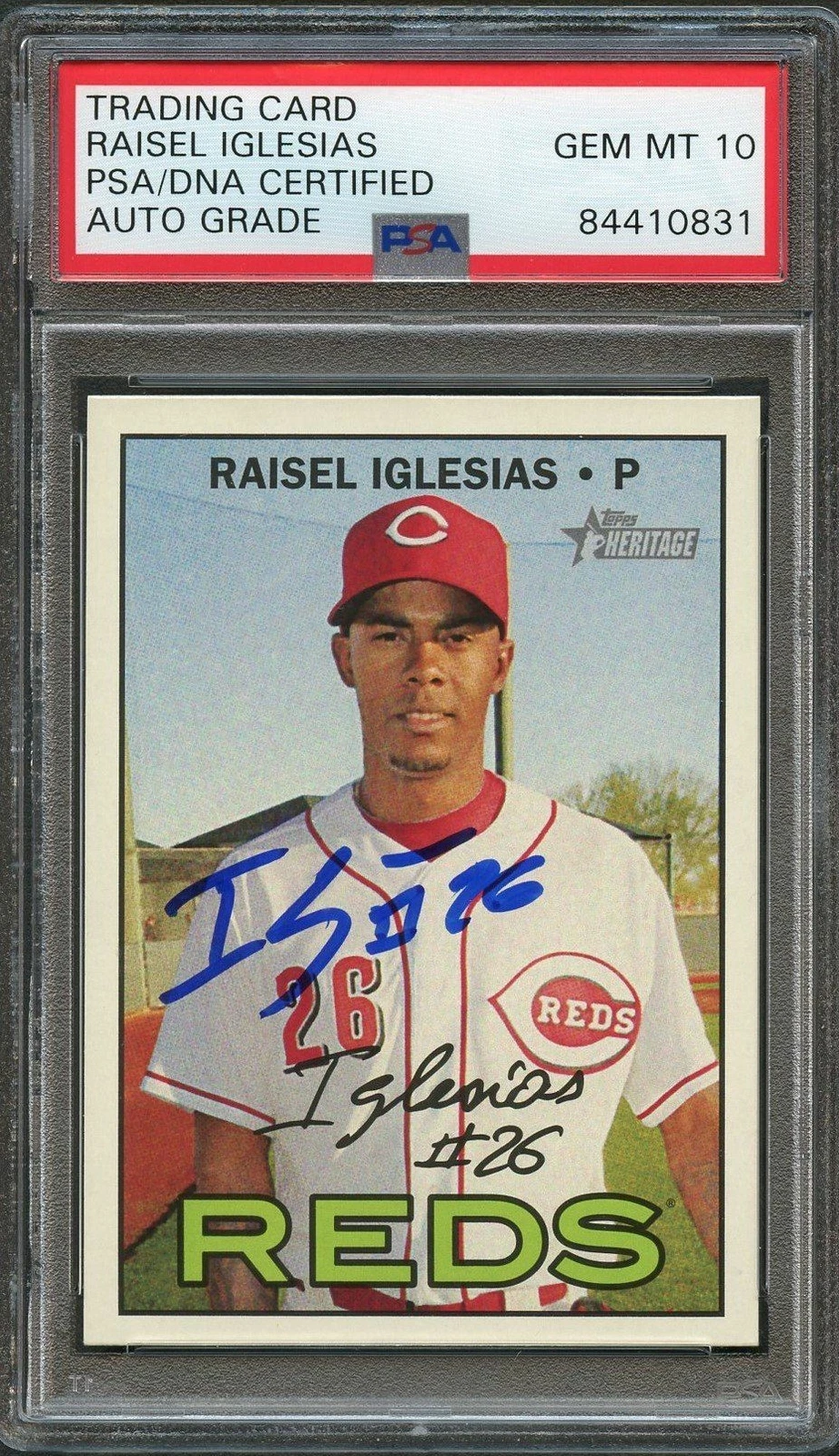 2016 Topps Heritage #604 Raisel Iglesias Signed Card PSA Slabbed Auto Grade 10 R