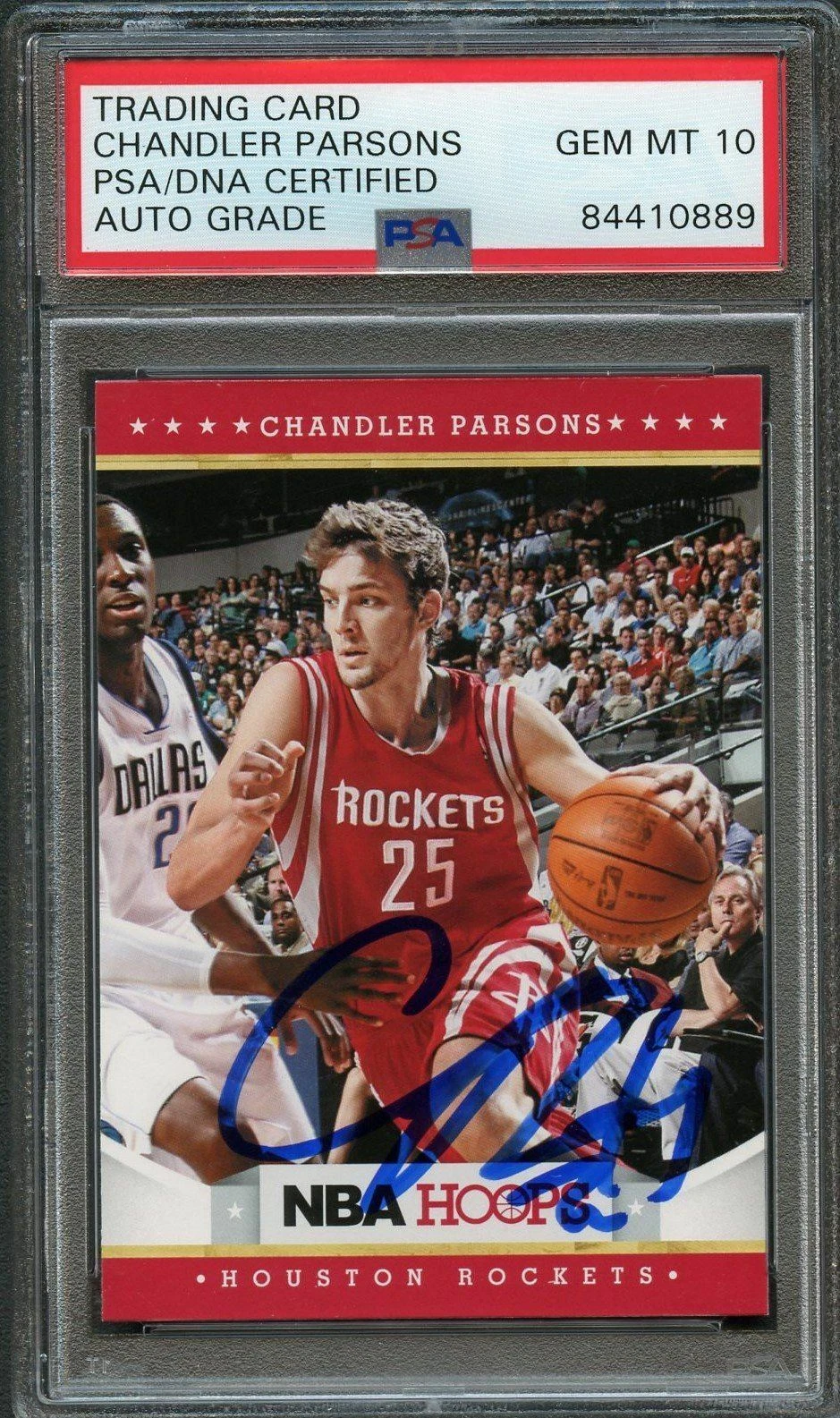 2012 13 NBA Hoops #252 Chandler Parsons Signed Card AUTO 10 PSA/DNA Slabbed Rock