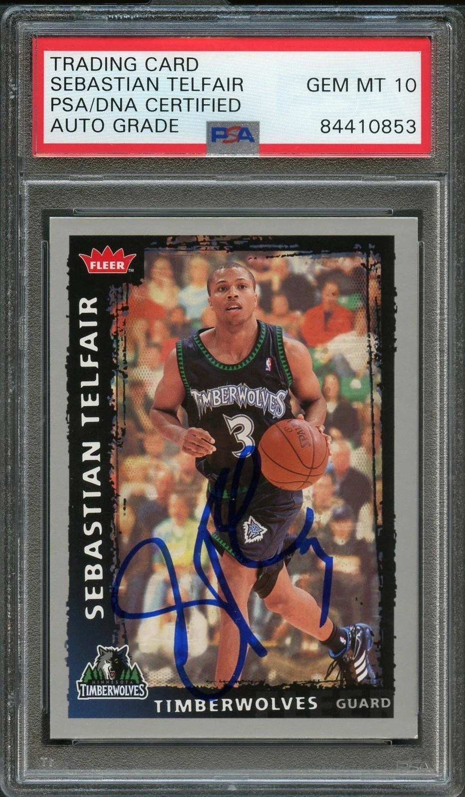 2008-09 Fleer Basketball #188 Sebastian Telfair Signed Card AUTO 10 PSA/DNA Slab