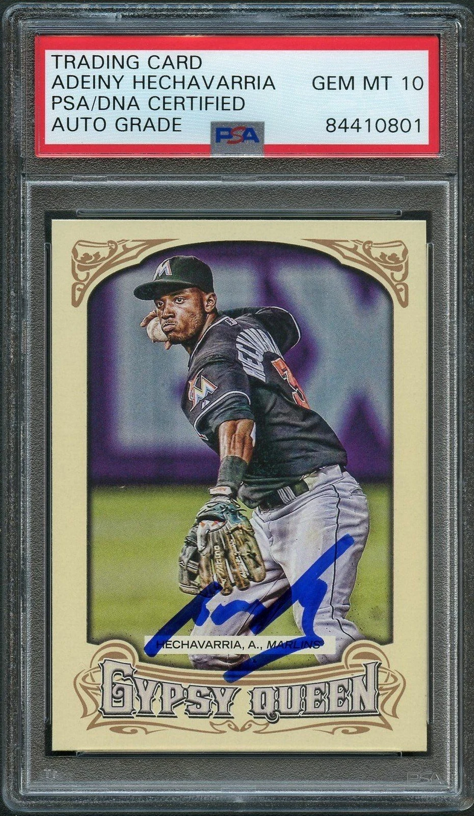 2014 Topps Gypsy Queen #17 Adeiny Hechavarria Signed Card PSA Slabbed Auto Grade