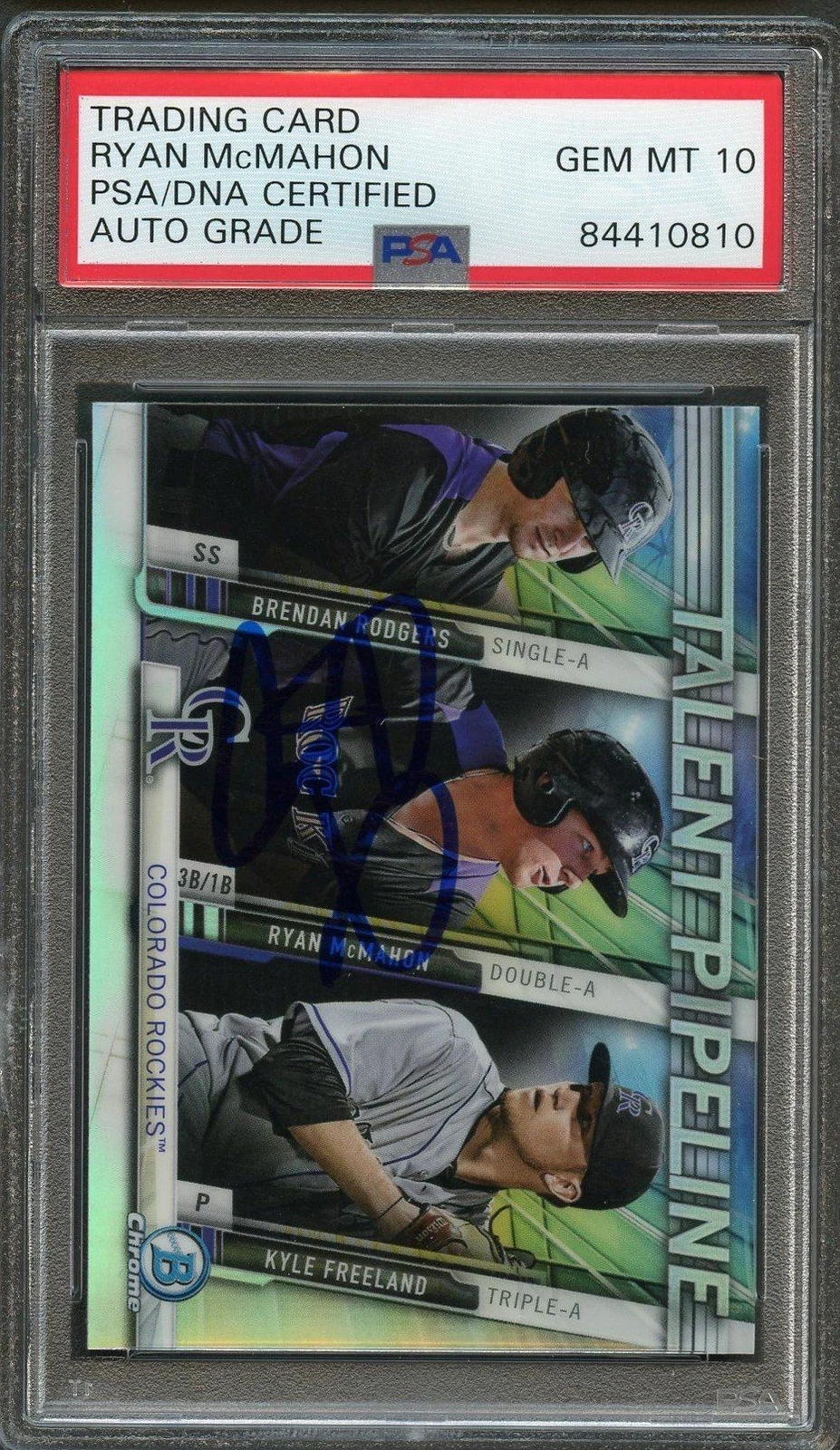 2017 BOWMAN CHROME #TP-COL RYAN MCMAHON Signed Card PSA Slabbed Auto Grade 10 Ro