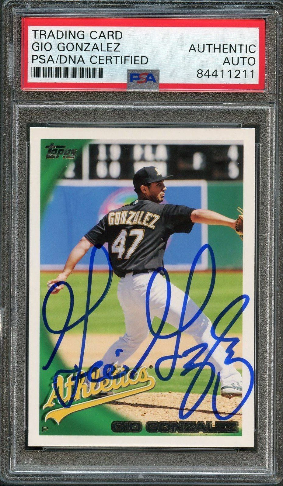 2010 Topps #217 Gio Gonzalez Signed Card PSA Slabbed Auto Grade 10 A's
