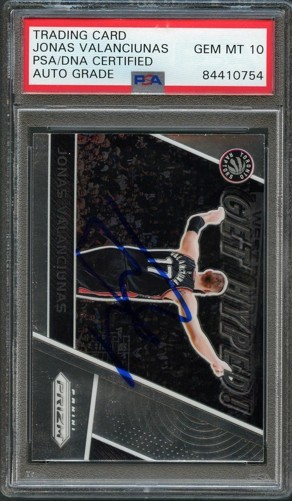 2017-18 Panini Prizm #14 JONAS VALANCIUNAS Signed Card AUTO Grade 10 PSA Slabbed