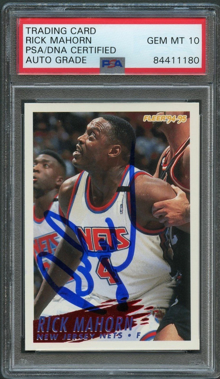 1994-95 Fleer Basketball #330 Rick Mahorn Signed Card AUTO 10 PSA Slabbed New Je