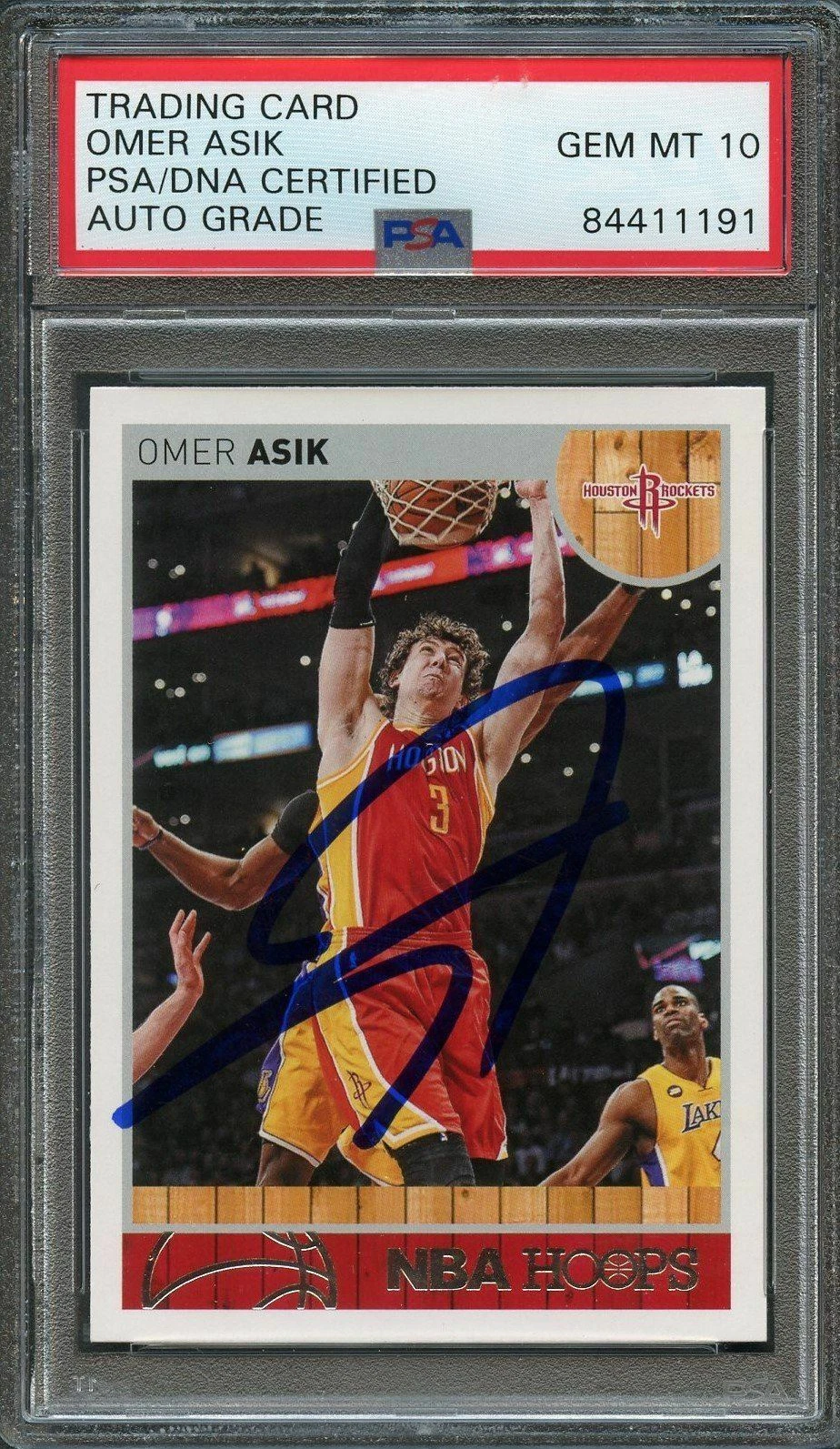 2013-14 NBA Hoops #84 Omer Asik Signed Card AUTO 10 PSA/DNA Slabbed Rockets