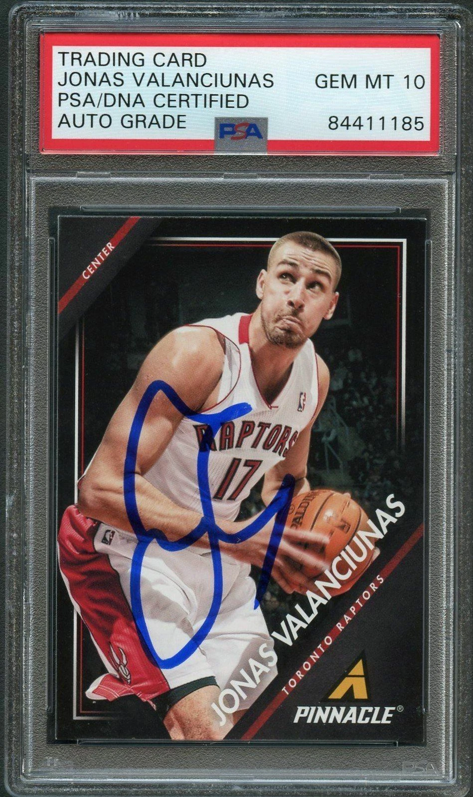 2013-14 Pinnacle Basketball #180 Jonas Valanciunas Signed Card AUTO 10 PSA Slabb