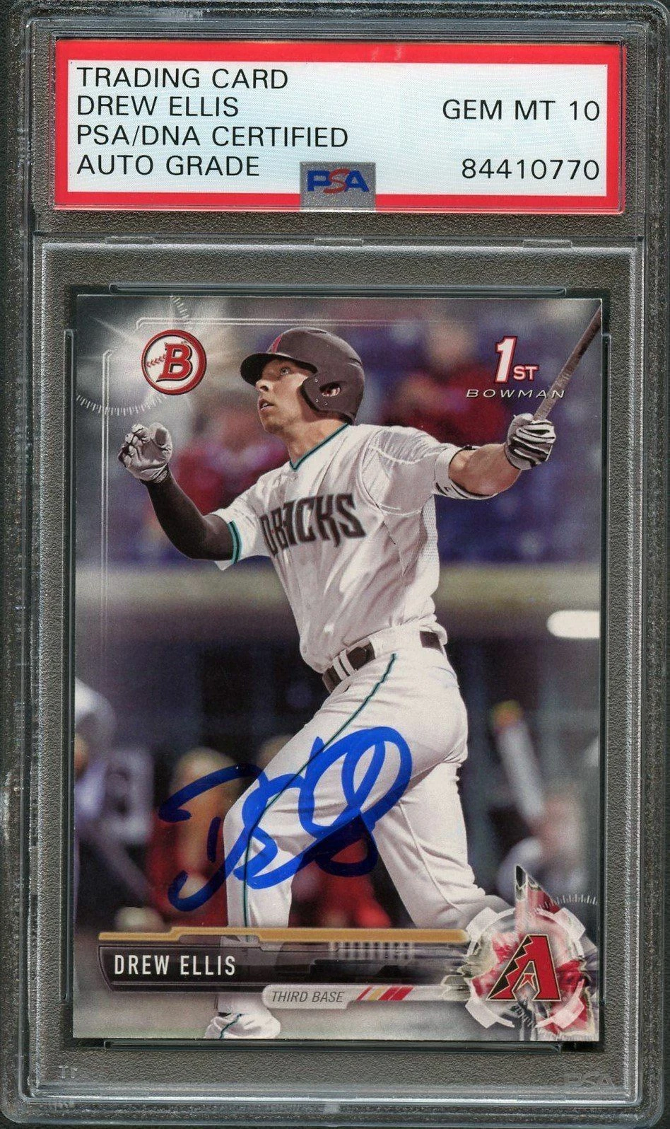 2017 Bowman Draft #BD-158 Drew Ellis Signed Card PSA Slabbed Auto Grade 10 Dback