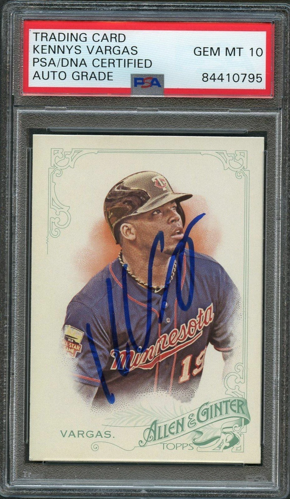 2015 Topps Allen and Ginter #189 Kennys Vargas Signed Card PSA Auto 10 Slabbed A