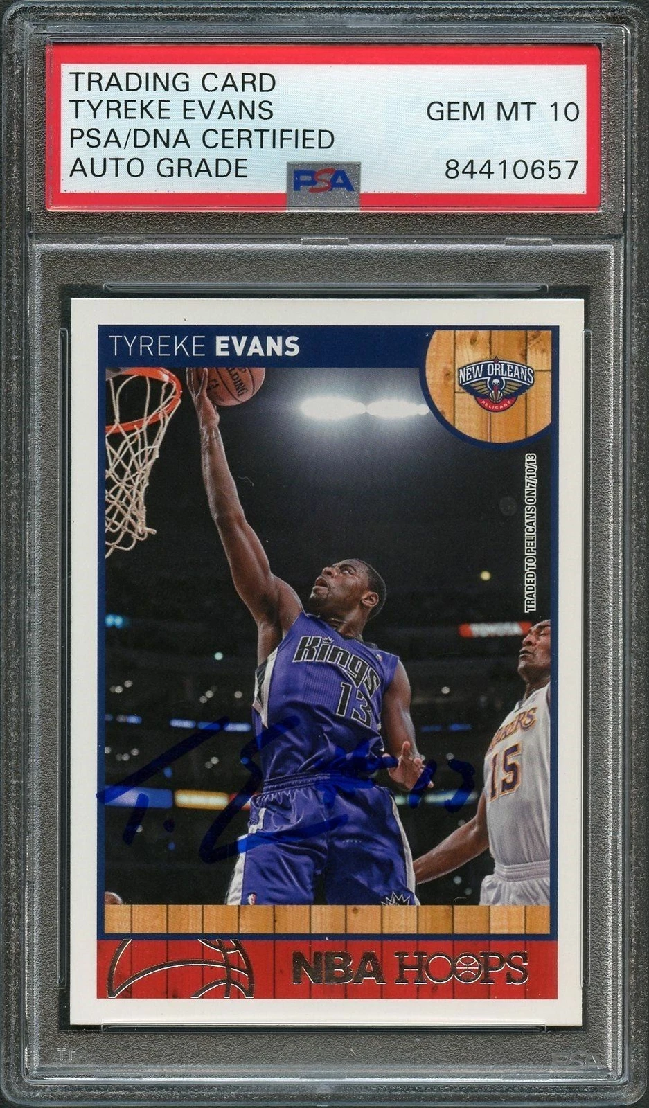 2013-14 NBA Hoops #181 Tyreke Evans Signed Card AUTO 10 PSA Slabbed Pelicans