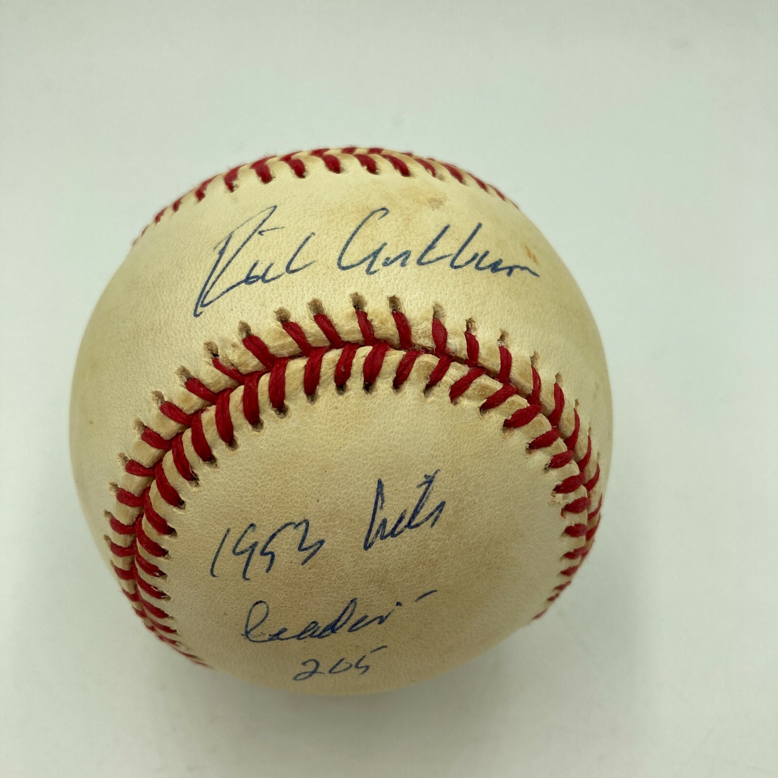 Richie Ashburn 1953 Hits Leader 205 Hits Signed Inscribed Baseball PSA DNA COA