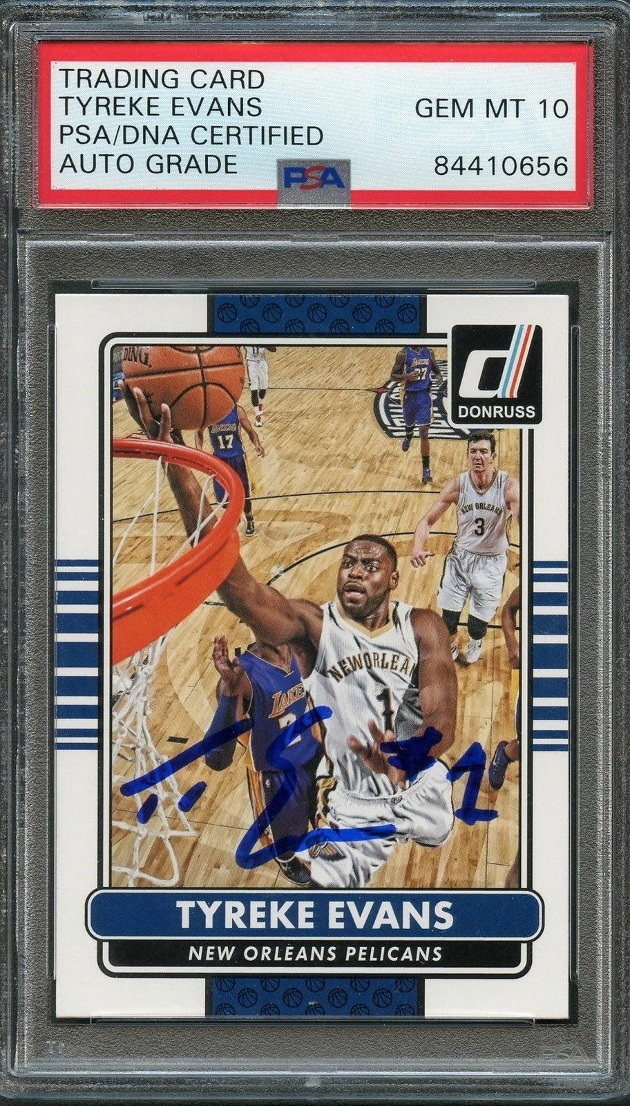 2014-15 Panini Donruss #19 Tyreke Evans Signed Card AUTO 10 PSA Slabbed Pelicans