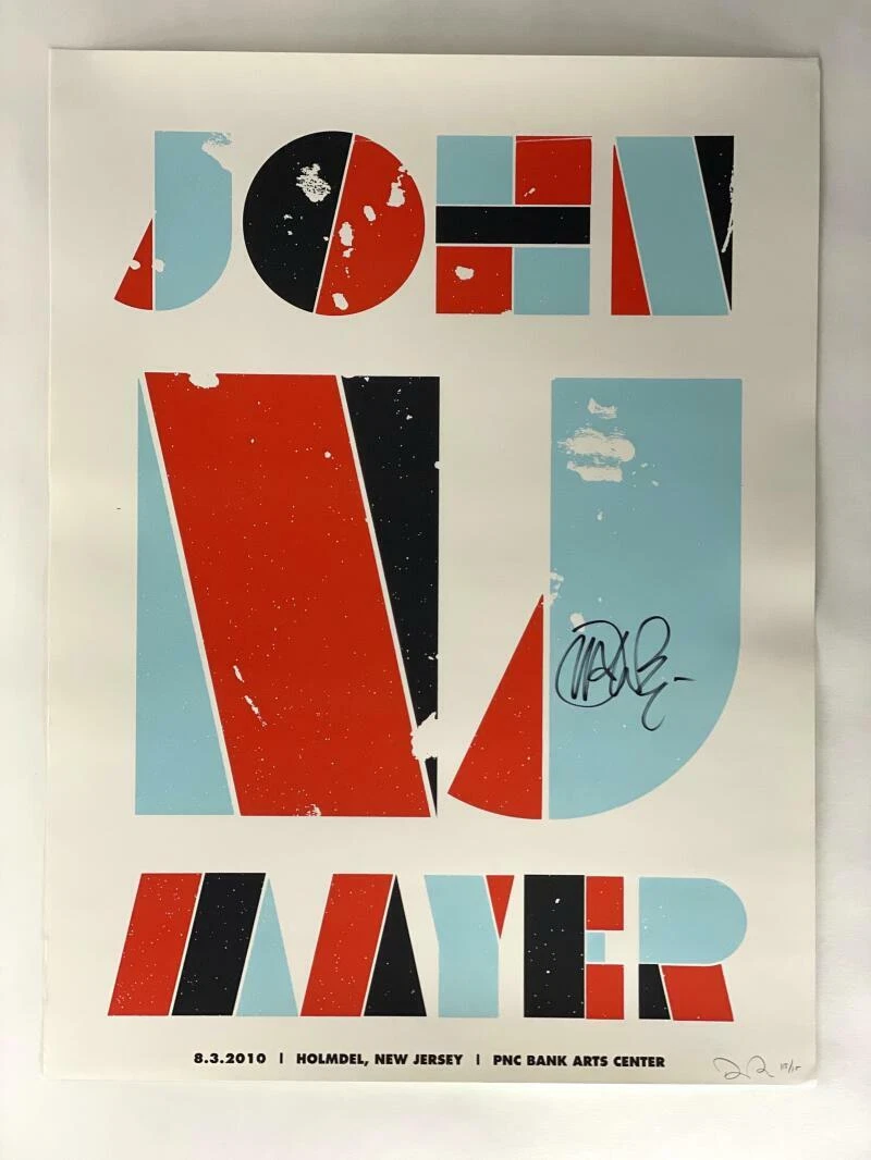 JOHN MAYER SIGNED AUTOGRAPH 18X24 CONCERT TOUR POSTER - PNC BANK ARTS 8/3/10 JSA