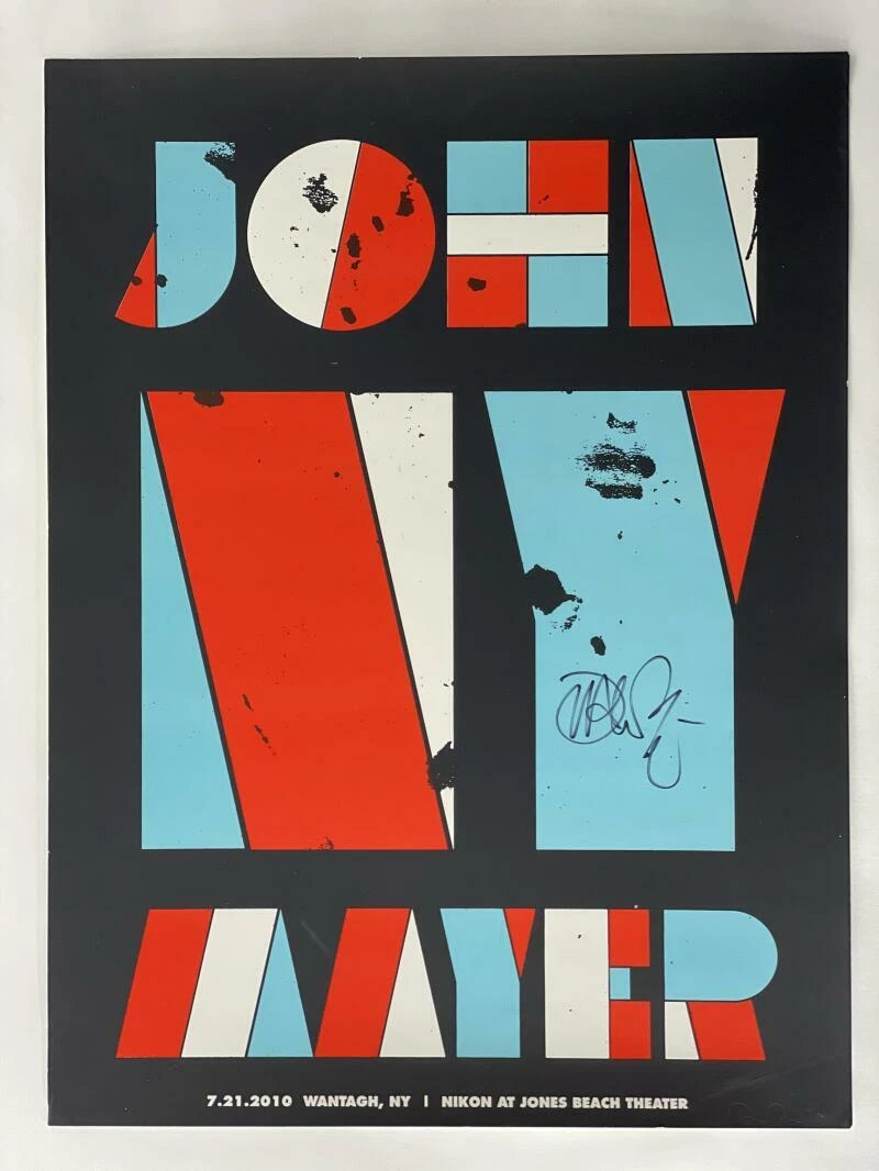 JOHN MAYER SIGNED AUTOGRAPH 18X24 CONCERT TOUR POSTER - JONES BEACH 7/21/10 JSA