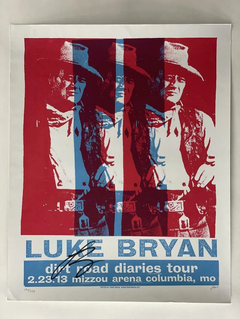 LUKE BRYAN SIGNED AUTOGRAPH 16X20 CONCERT TOUR POSTER - COLUMBIA MO 2/23/13 JSA