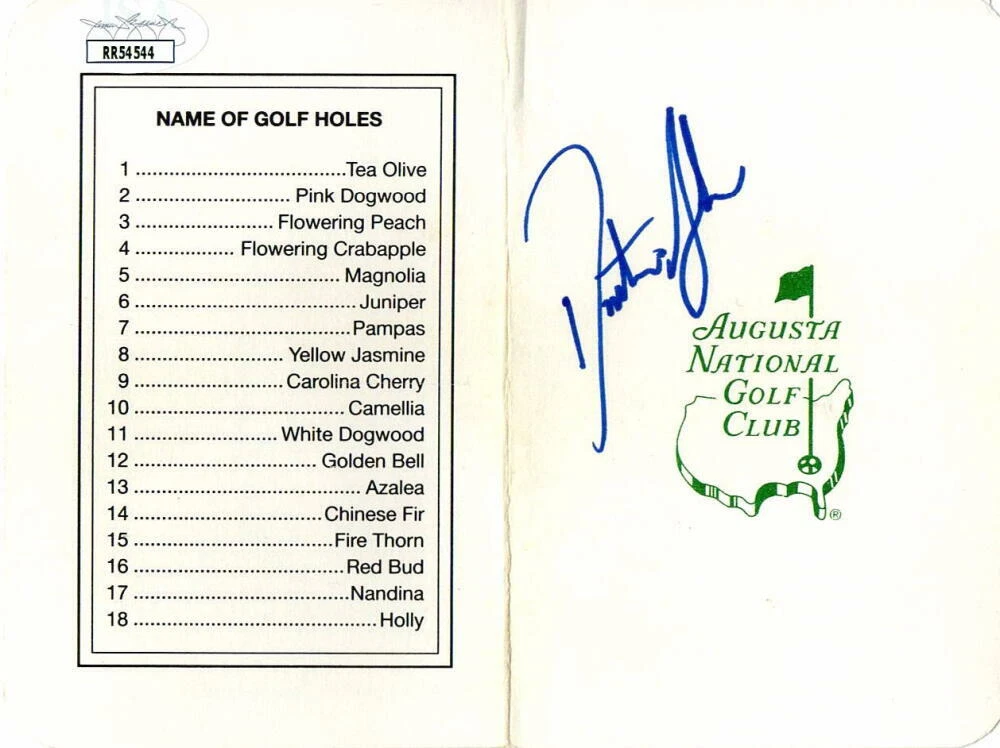 DUSTIN JOHNSON SIGNED AUTOGRAPH AUGUSTA NATIONAL SCORECARD MASTERS CHAMPION JSA