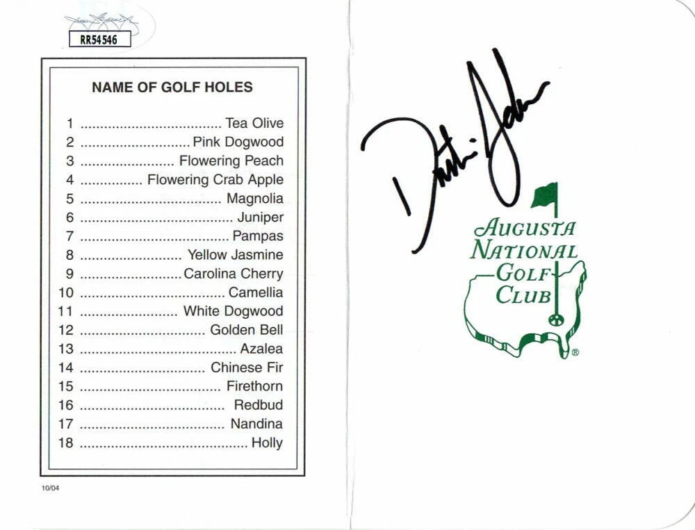 DUSTIN JOHNSON SIGNED AUTOGRAPH AUGUSTA NATIONAL SCORECARD 2020 MASTERS WIN JSA