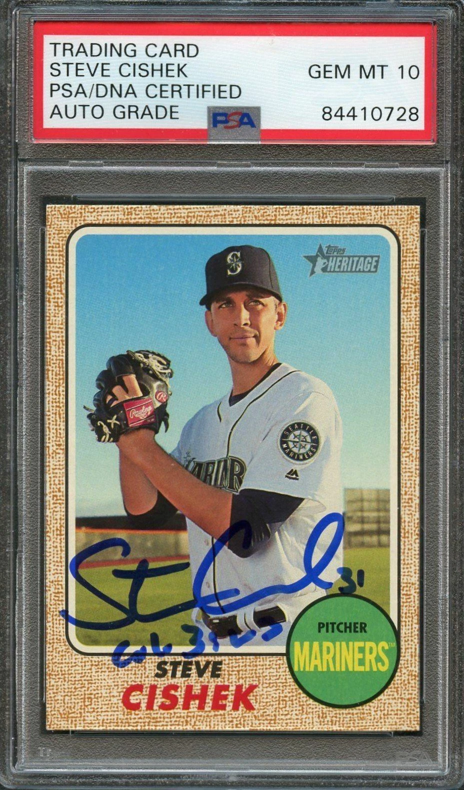 2017 Topps Heritage High Numbers #668 Steve Cishek Signed Card PSA Slabbed Auto